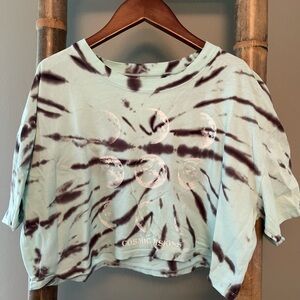 Hollister Red and Brown Short Sleeve Crop Top